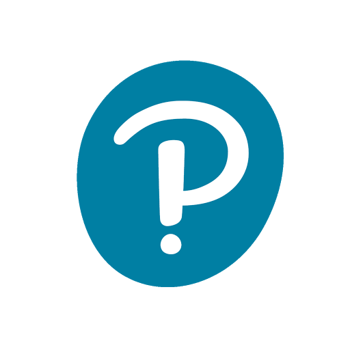 White stylized letter P inside a blue rounded blob shape on a black background.